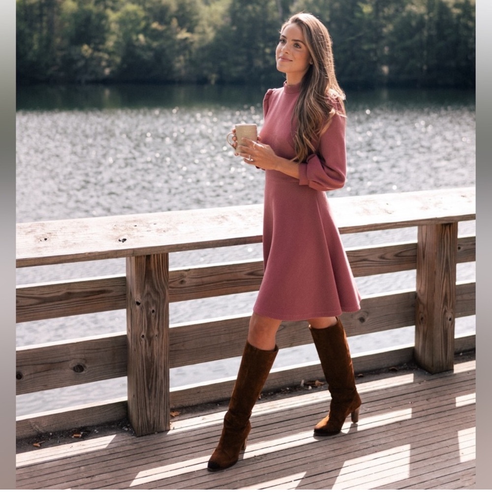 Gal Meets Glam Maggie Texture Knit Fit & Flare Dress Size 8